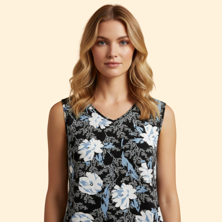 Women's Boho Print V-neck Top