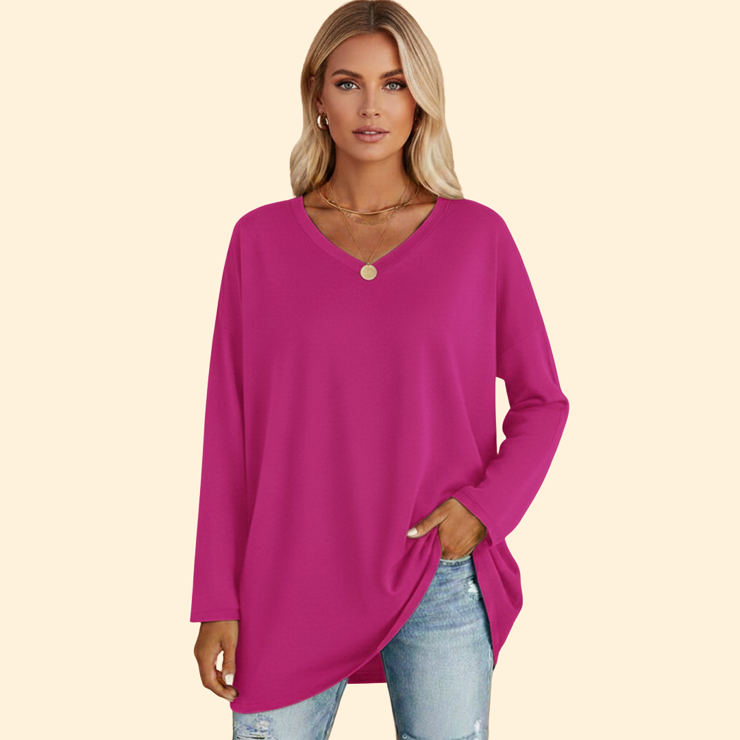 Women's Casual Oversized Long-Sleeve Top