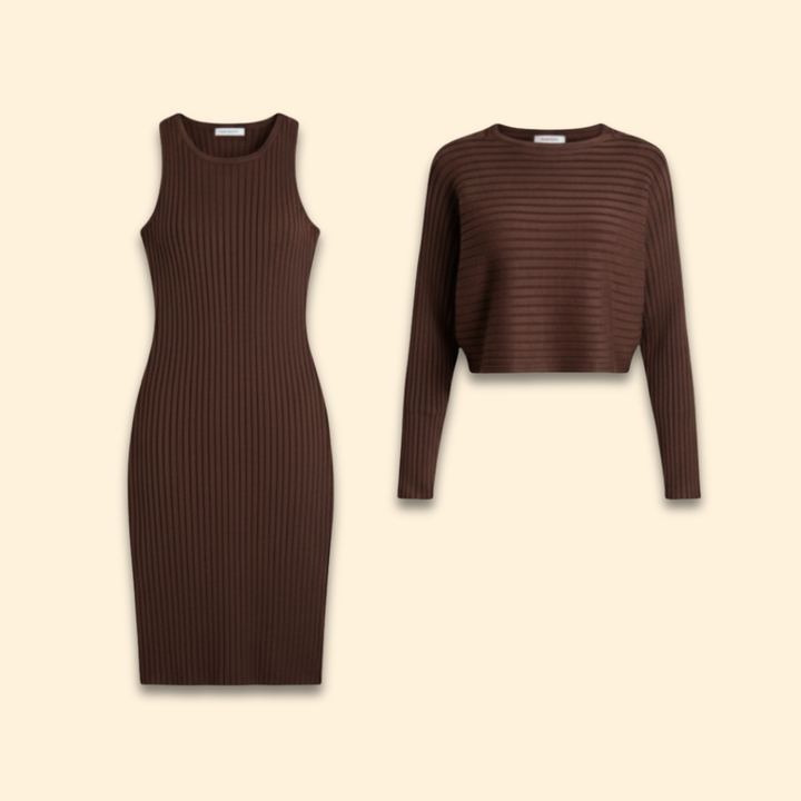 Women’s Chic Ribbed Dress Set