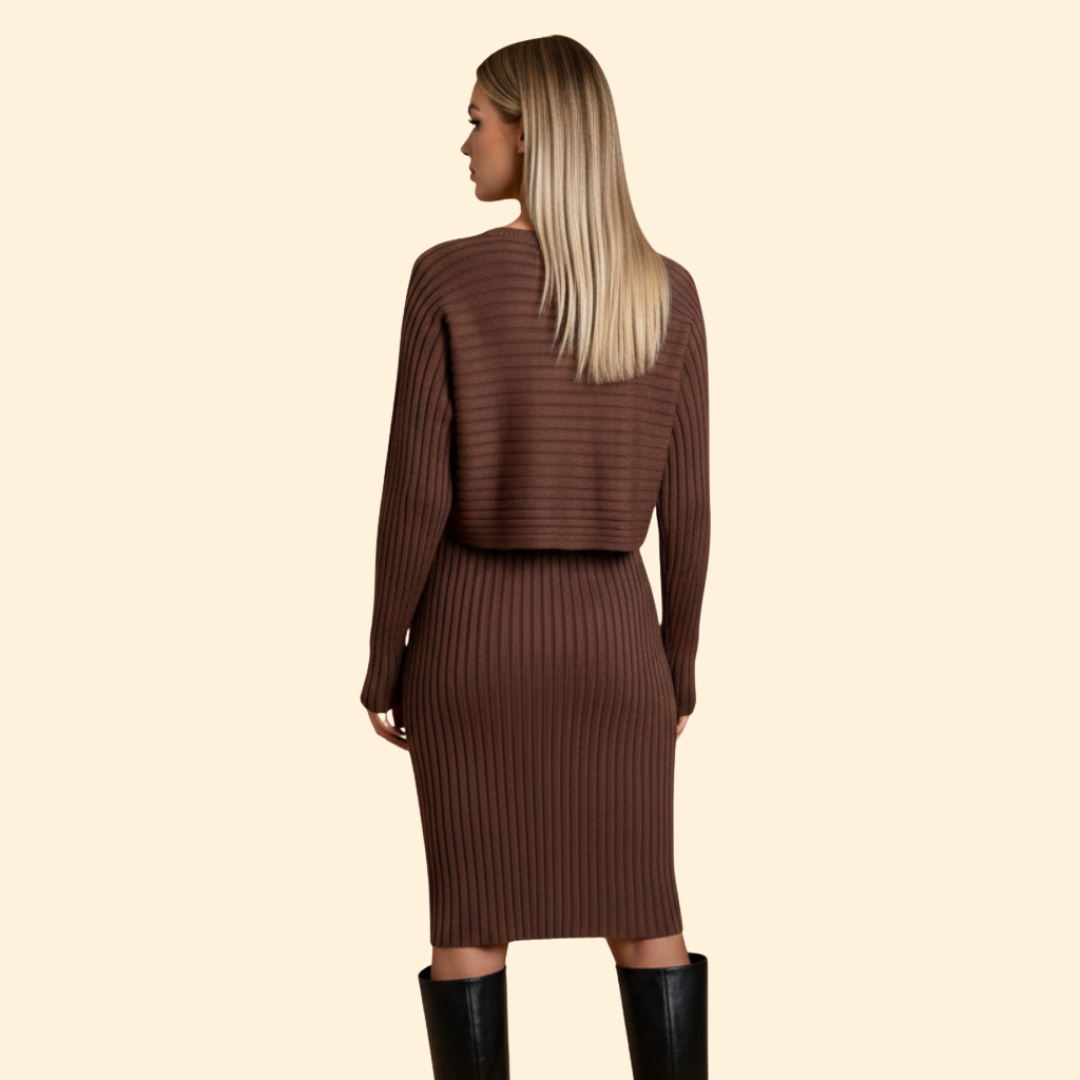 Women’s Chic Ribbed Dress Set