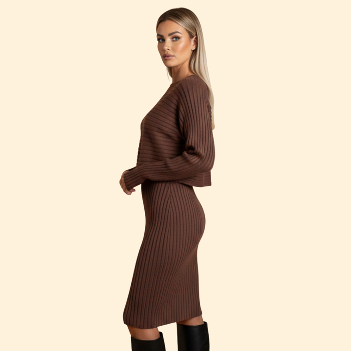 Women’s Chic Ribbed Dress Set
