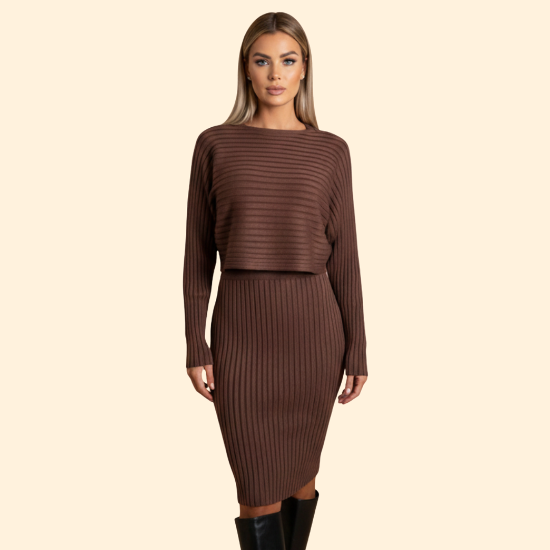 Women’s Chic Ribbed Dress Set