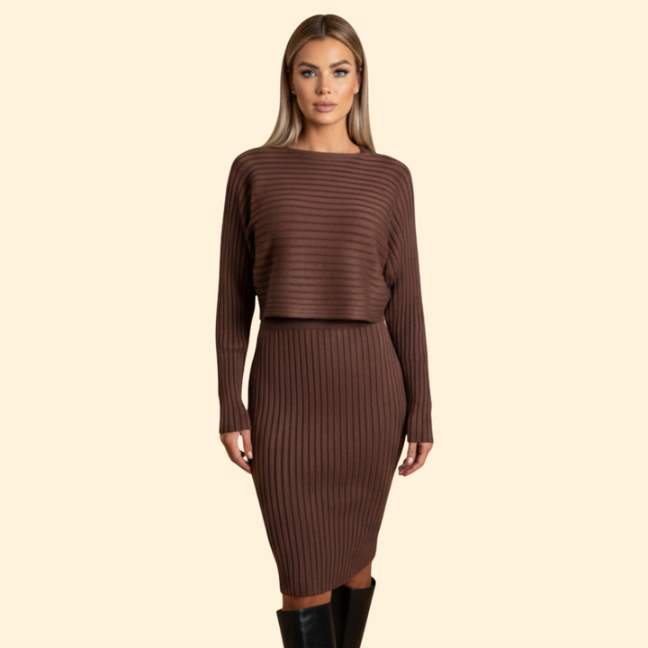 Women’s Chic Ribbed Dress Set