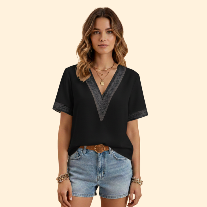 Women's Elegant Lace V-neck Blouse