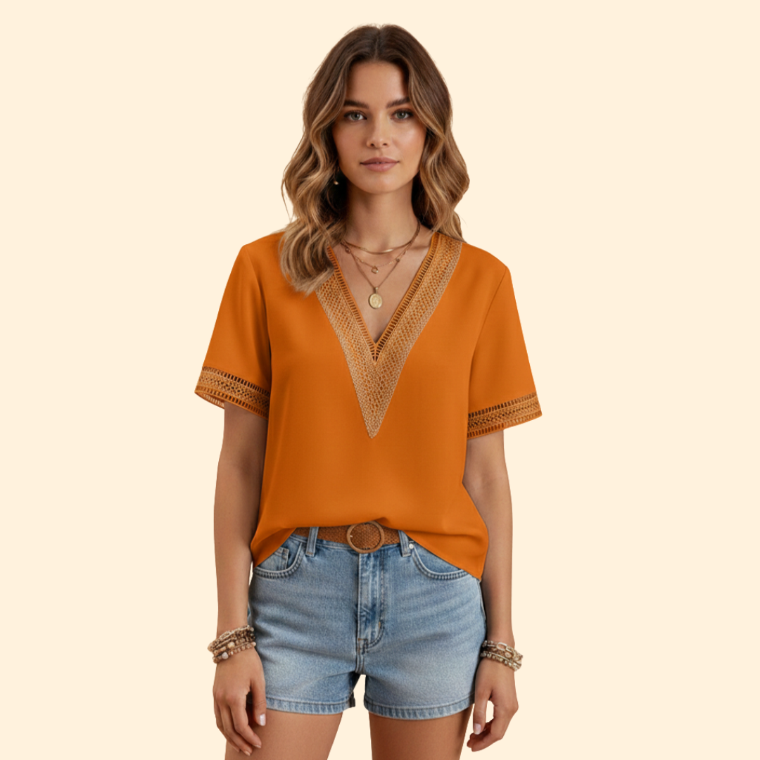 Women's Elegant Lace V-neck Blouse