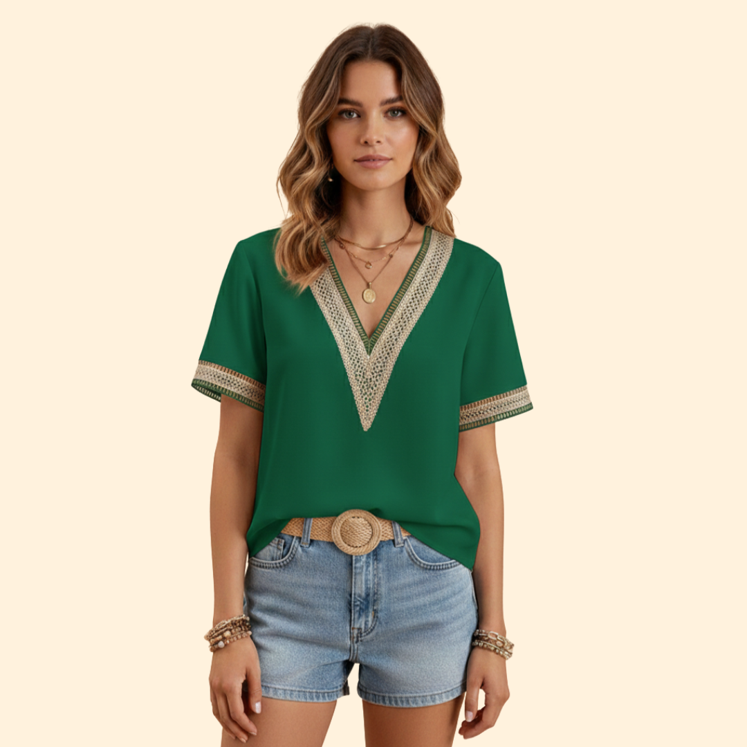 Women's Elegant Lace V-neck Blouse