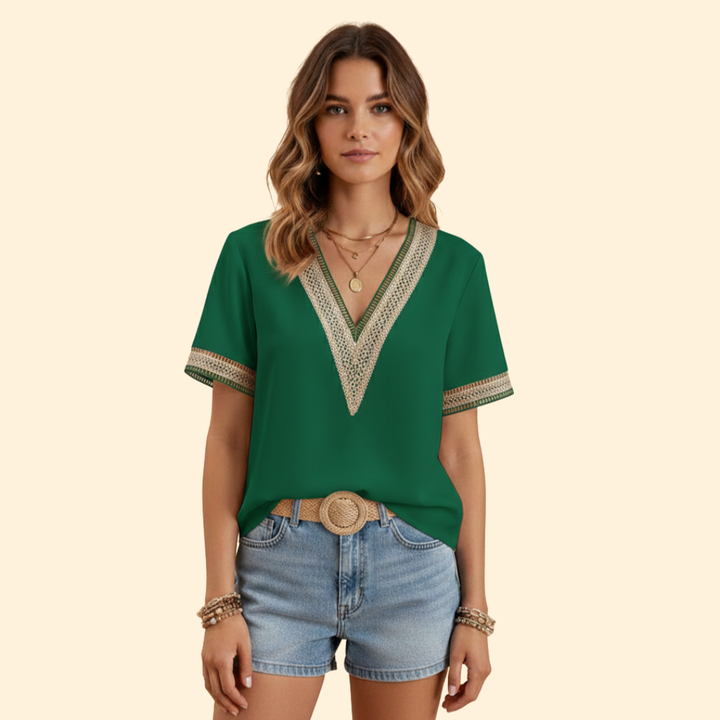Women's Elegant Lace V-neck Blouse