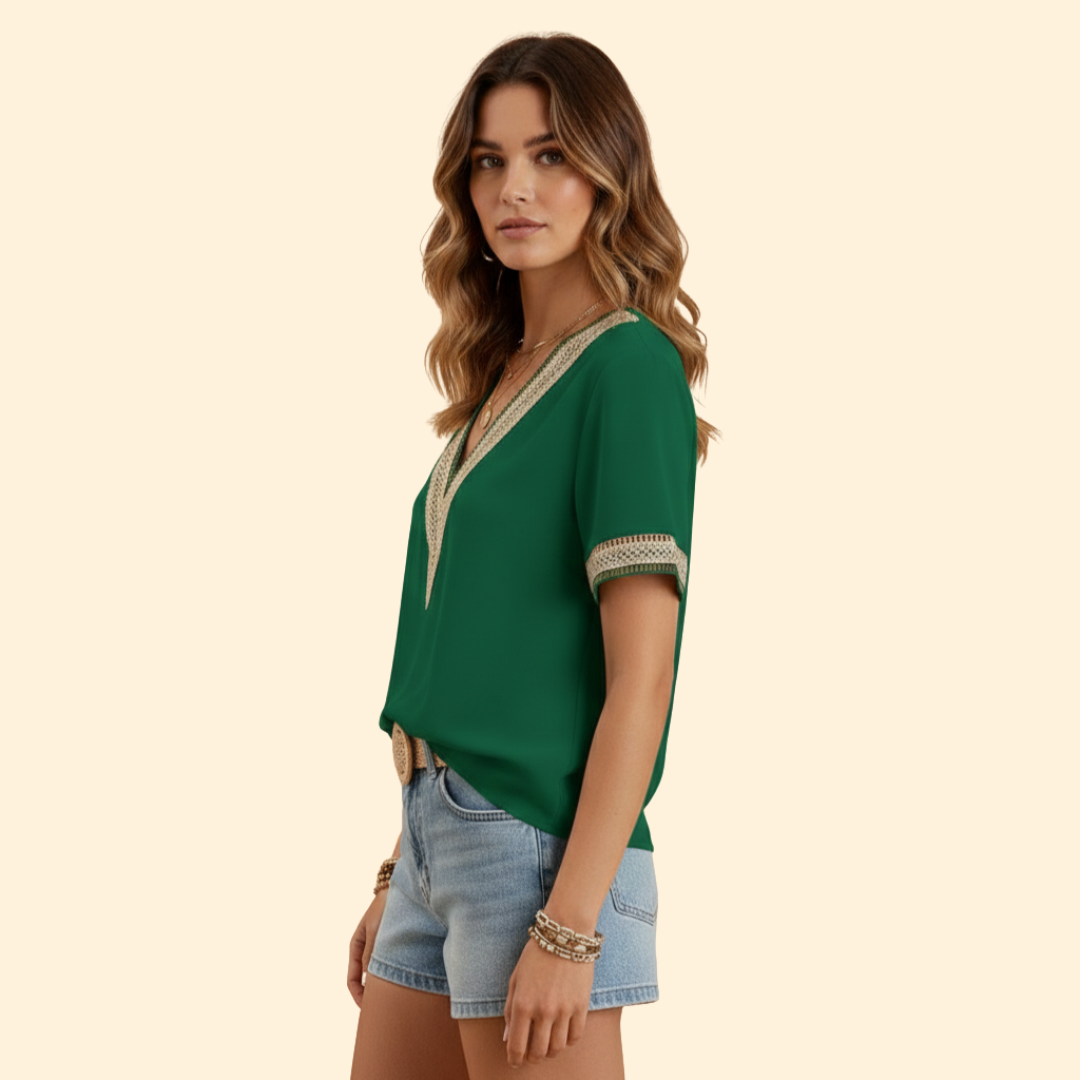 Women's Elegant Lace V-neck Blouse