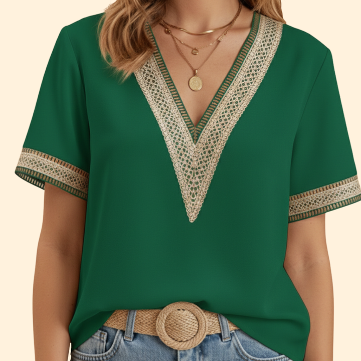 Women's Elegant Lace V-neck Blouse