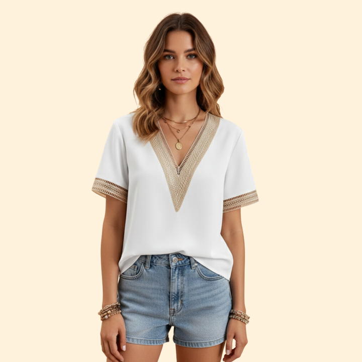 Women's Elegant Lace V-neck Blouse