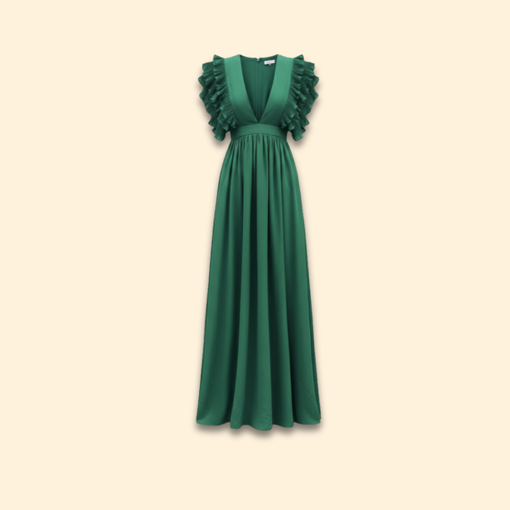 Women's Elegant Ruffled V-Neck Dress