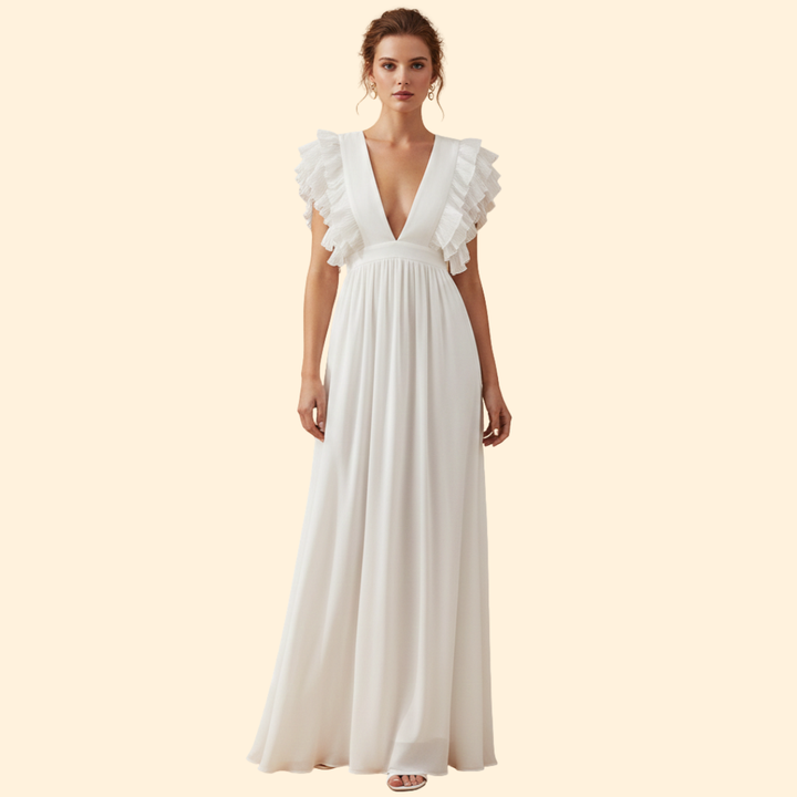 Women's Elegant Ruffled V-Neck Dress