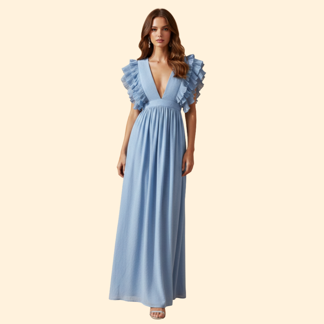 Women's Elegant Ruffled V-Neck Dress
