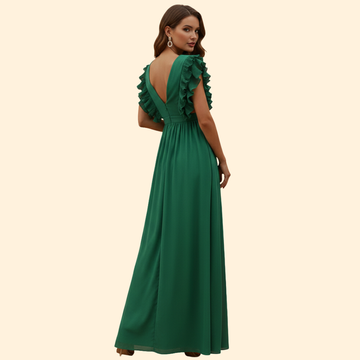 Women's Elegant Ruffled V-Neck Dress