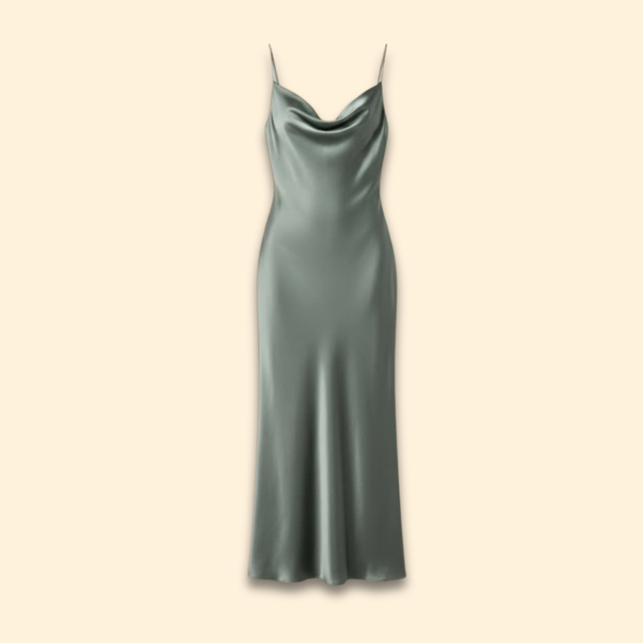 Women's Elegant Satin Cowl Neck Dress