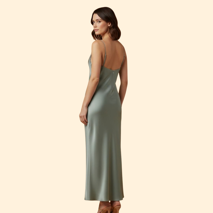 Women's Elegant Satin Cowl Neck Dress