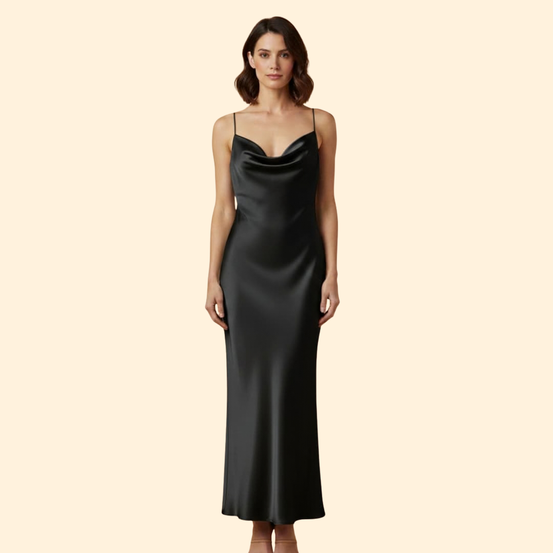 Women's Elegant Satin Cowl Neck Dress