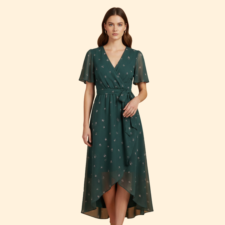 Women’s Floral V-neck Midi Dress