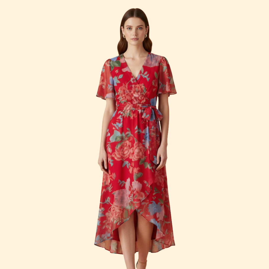 Women’s Floral V-neck Midi Dress