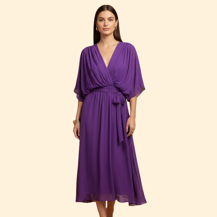 Women's Flowy Chiffon V-Neck Dress