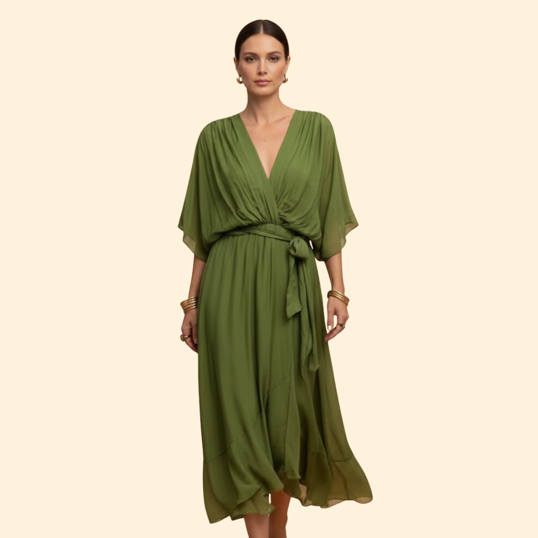 Women's Flowy Chiffon V-Neck Dress