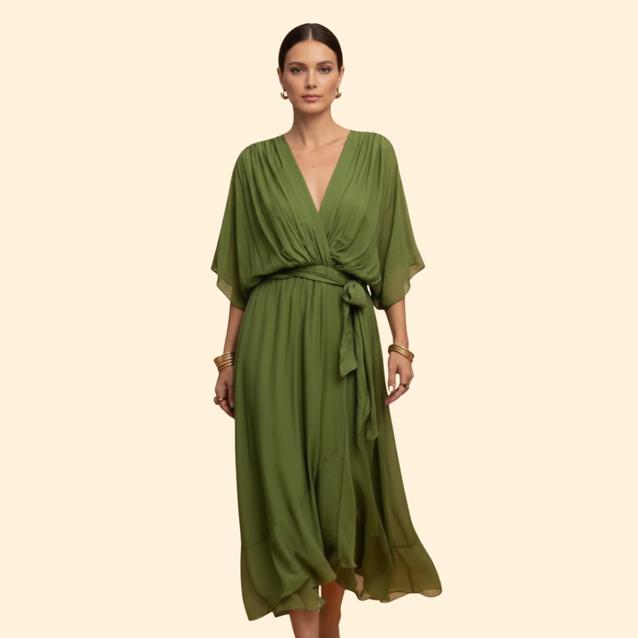 Women's Flowy Chiffon V-Neck Dress