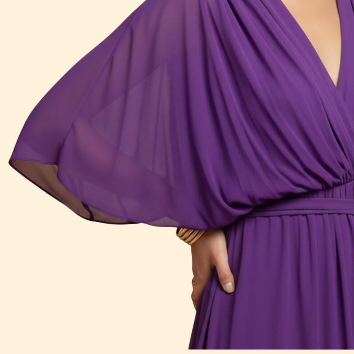 Women's Flowy Chiffon V-Neck Dress