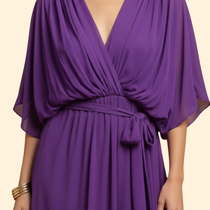 Women's Flowy Chiffon V-Neck Dress