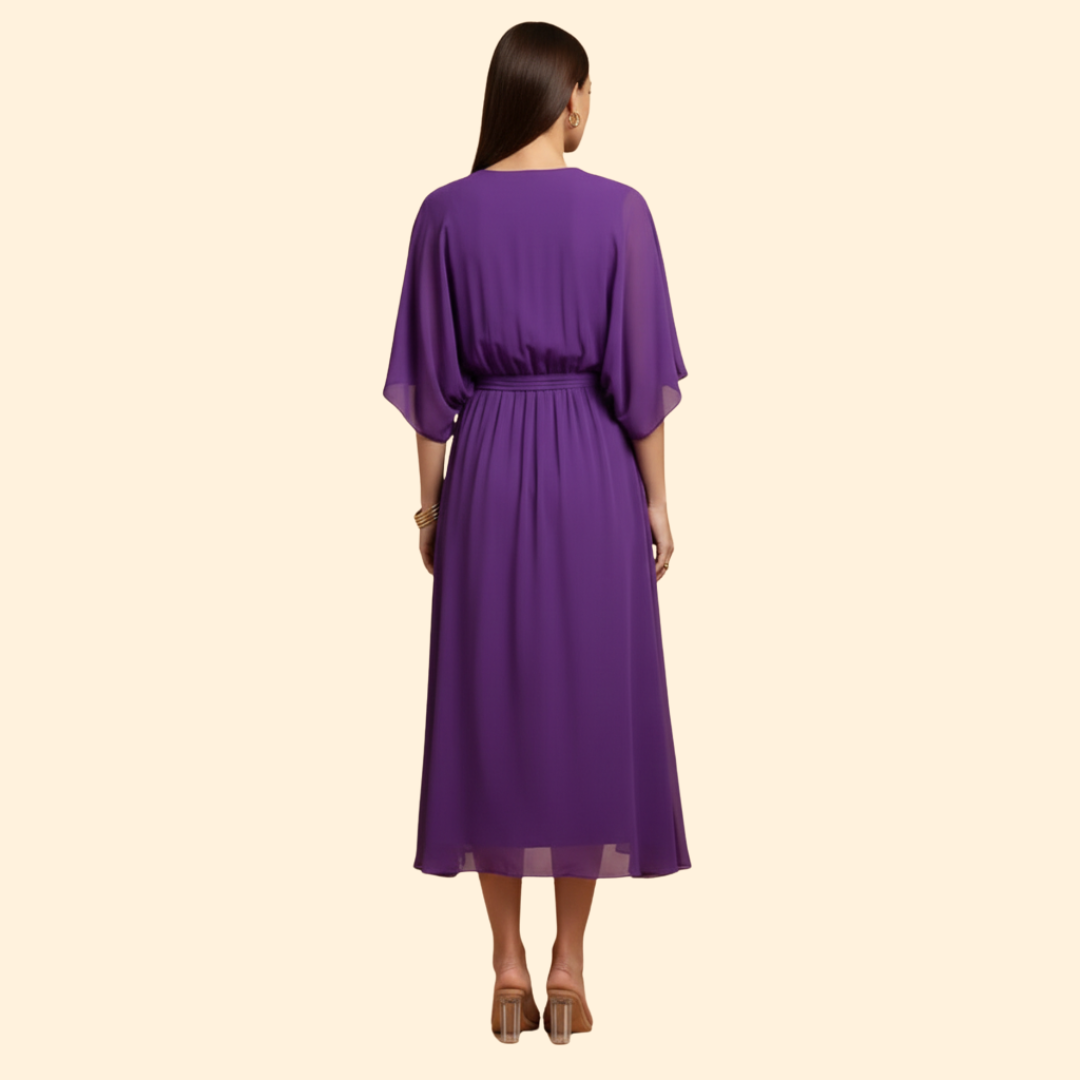 Women's Flowy Chiffon V-Neck Dress
