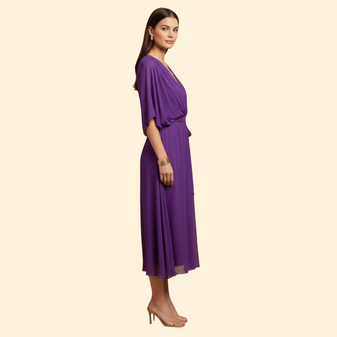 Women's Flowy Chiffon V-Neck Dress
