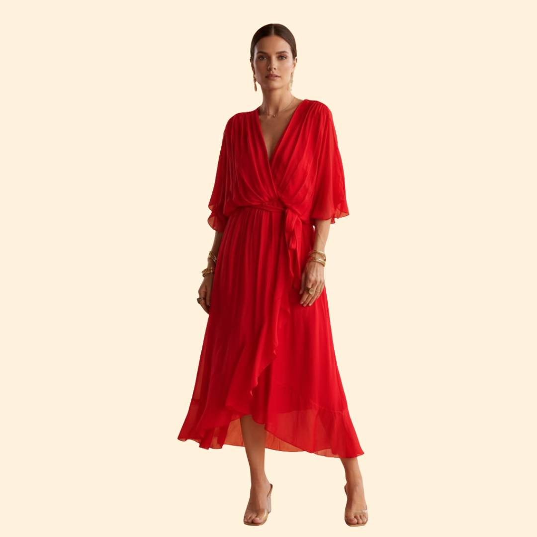 Women's Flowy Chiffon V-Neck Dress
