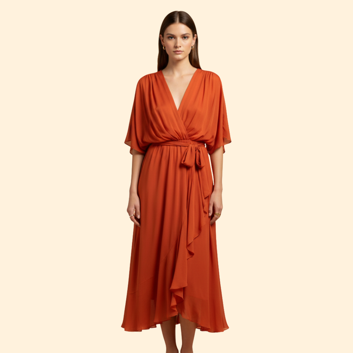 Women's Flowy Chiffon V-Neck Dress