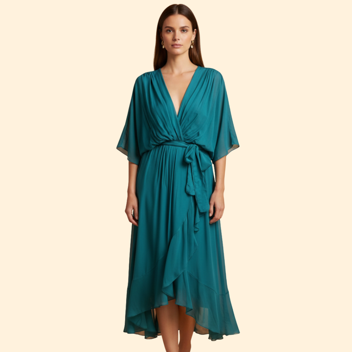 Women's Flowy Chiffon V-Neck Dress