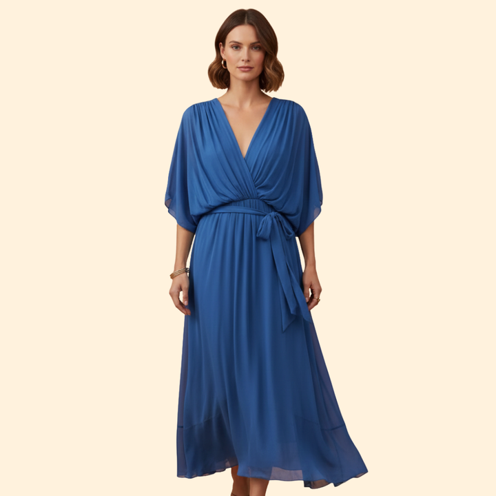 Women's Flowy Chiffon V-Neck Dress