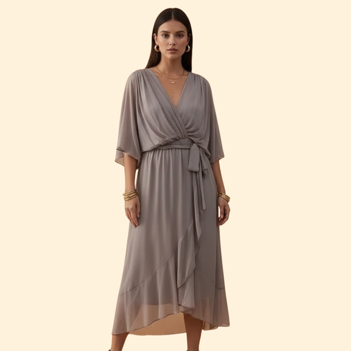 Women's Flowy Chiffon V-Neck Dress