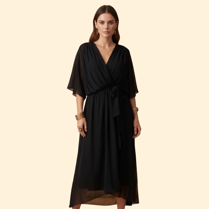 Women's Flowy Chiffon V-Neck Dress