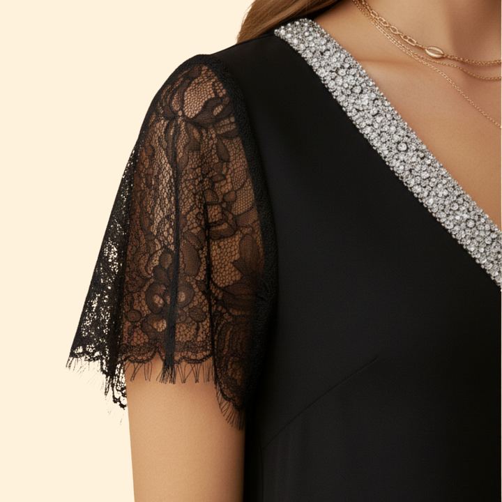 Women’s Lace Sequin V-Neck Dress
