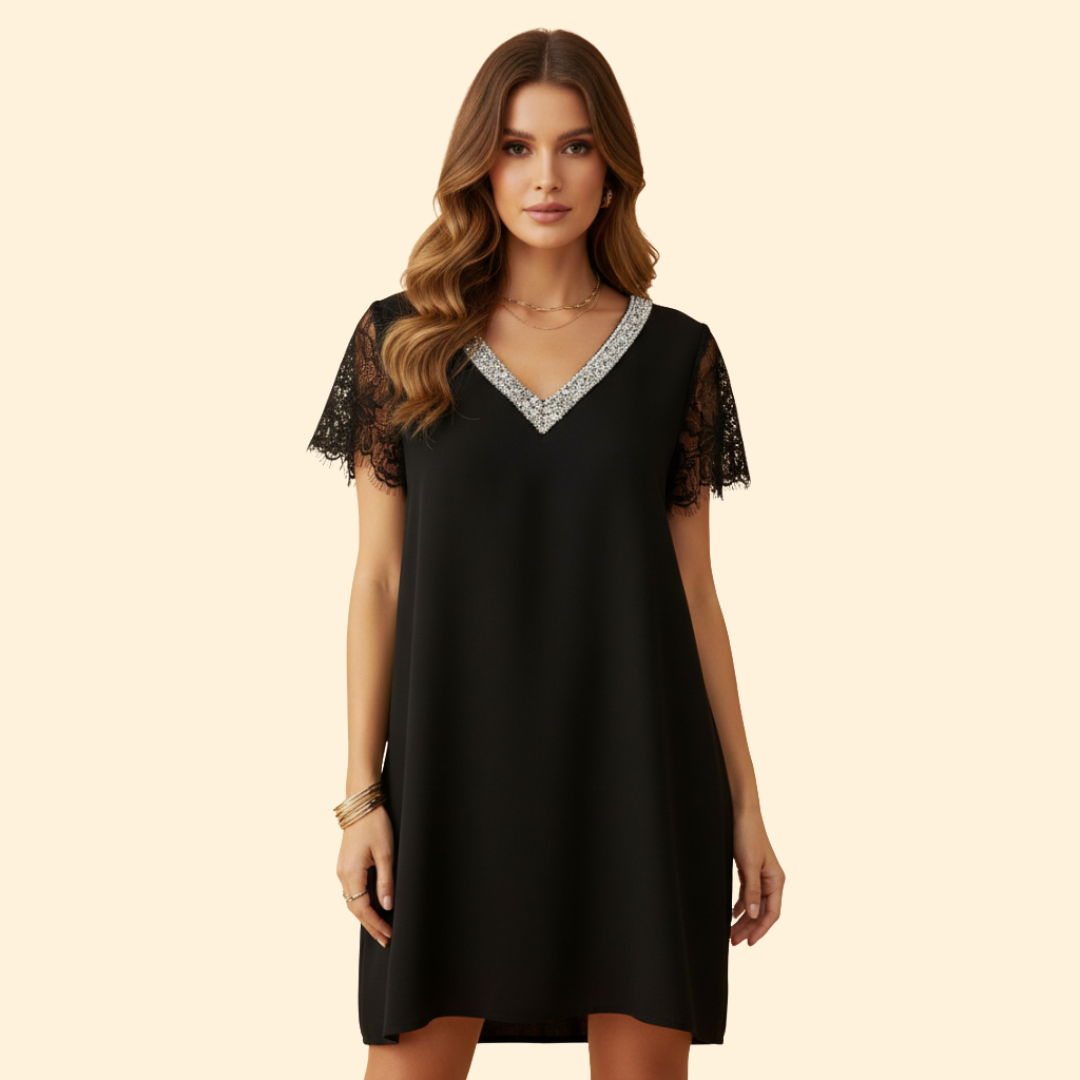 Women’s Lace Sequin V-Neck Dress