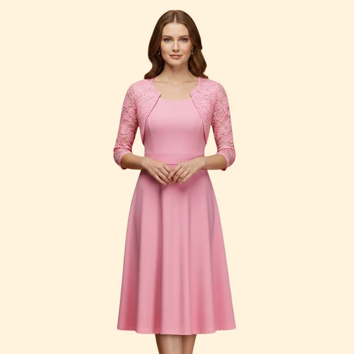 Women's Lace Sleeve Midi Dress