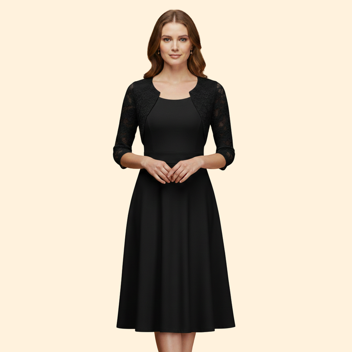 Women's Lace Sleeve Midi Dress