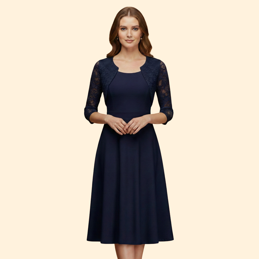 Women's Lace Sleeve Midi Dress