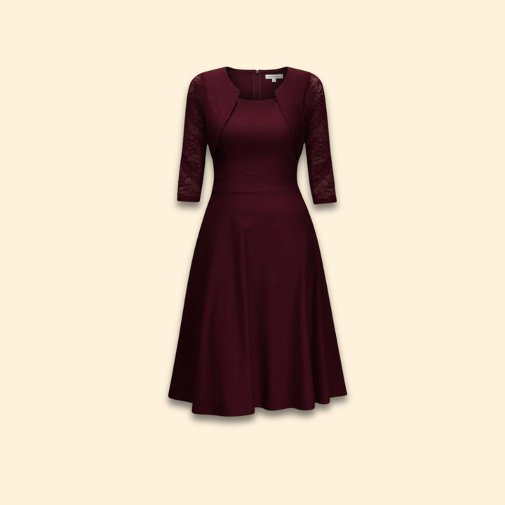 Women's Lace Sleeve Midi Dress