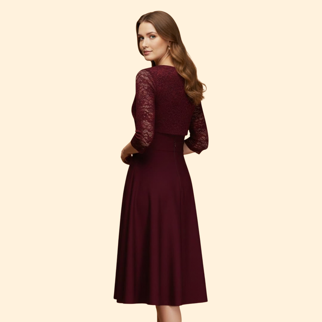 Women's Lace Sleeve Midi Dress