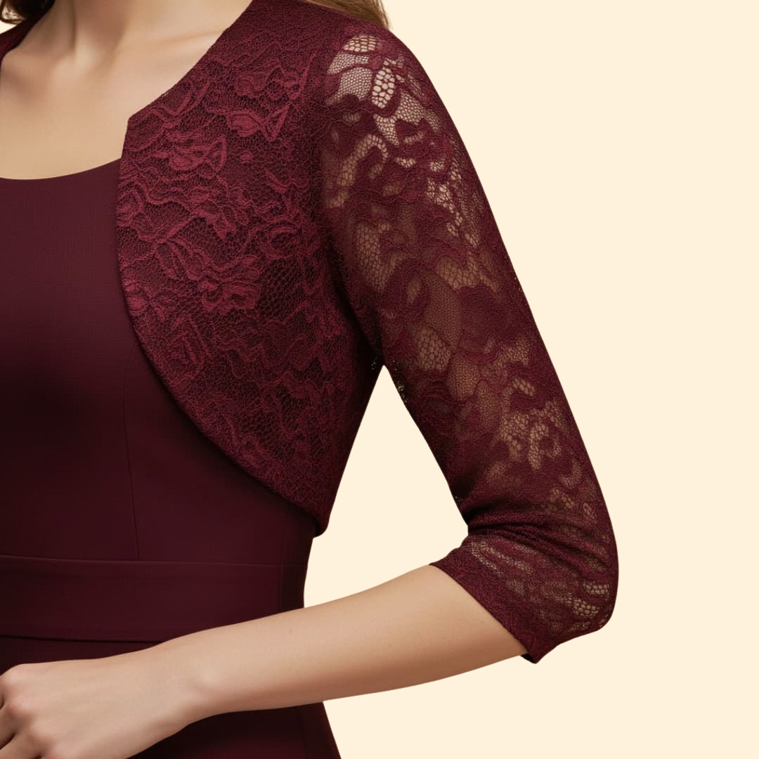 Women's Lace Sleeve Midi Dress