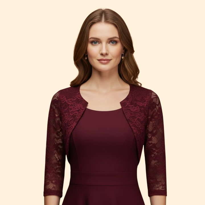 Women's Lace Sleeve Midi Dress