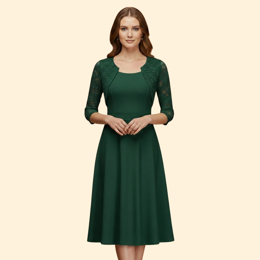 Women's Lace Sleeve Midi Dress