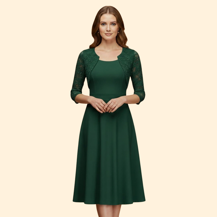 Women's Lace Sleeve Midi Dress