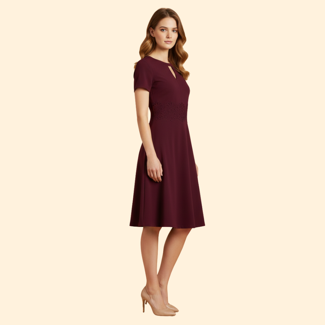 Women's Lace Waist Accentuated Dress
