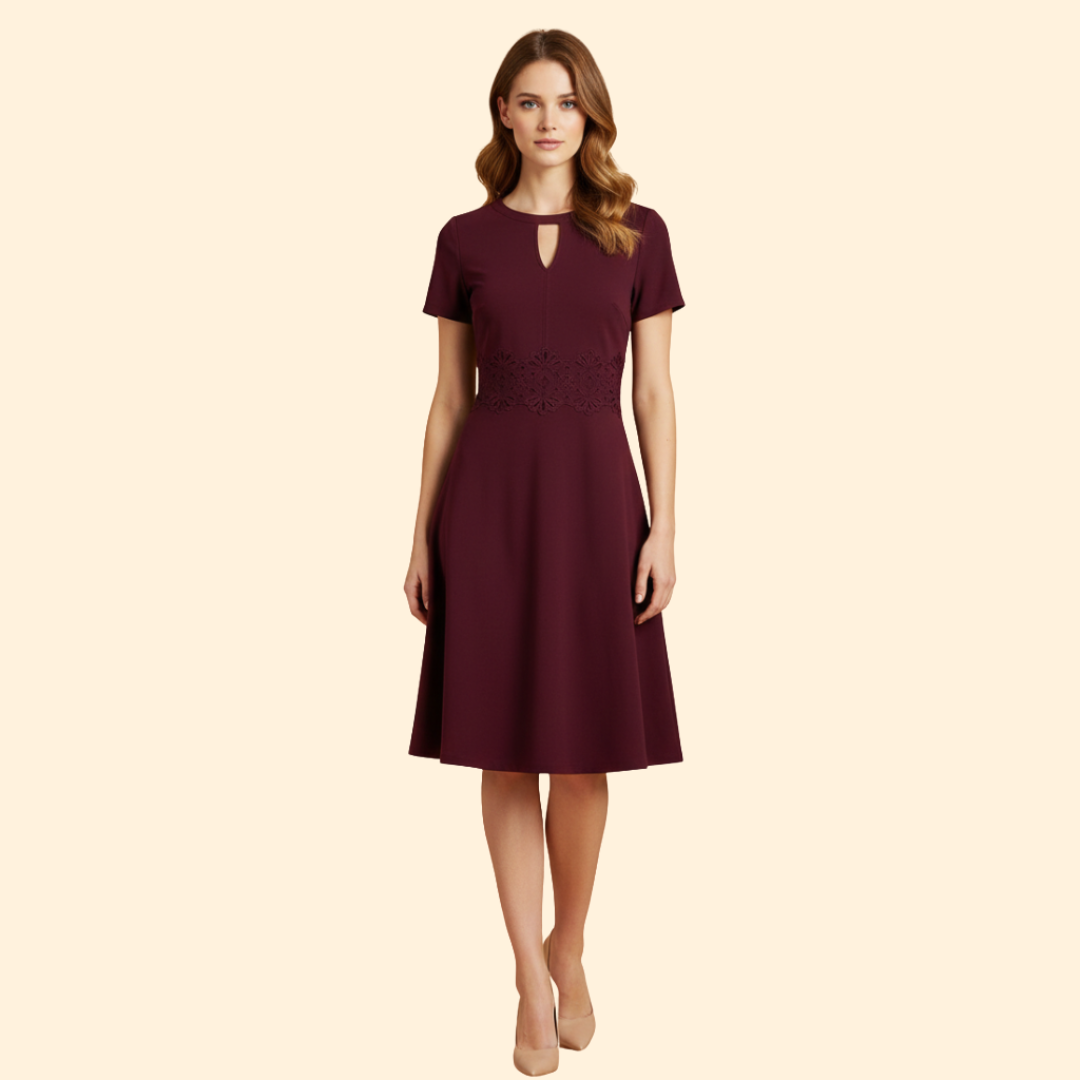 Women's Lace Waist Accentuated Dress