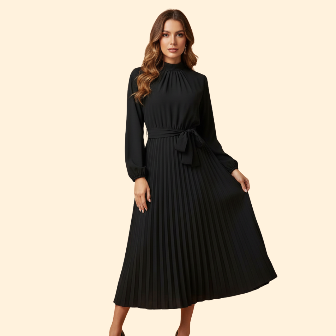 Women’s Pleated Belt Dress